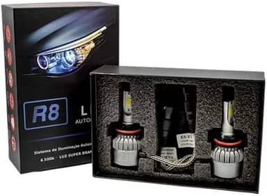 Kit Lâmpada Super LED R8 HEADLIGHT H7 Branca 6500K 3000 Lumens JR8 - JH0R8H7