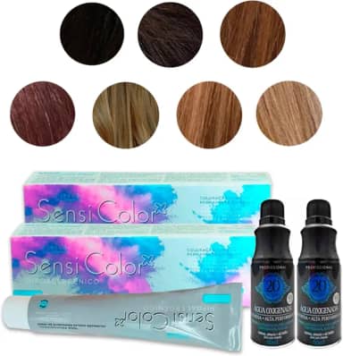 Genérico Kit com 2 Tinturas para Cabelo Sensi Color Hipoalergência + Água Oxigenada 20 Volumes (6.7 Chocolate)