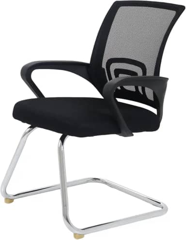 Cadeira De Escritório Com Base Fixa Cadeiras Inc, Tela Mesh Respirável, Suporta até 120kgs, Base Cromada Anti-Risco, Ergonômica Preta