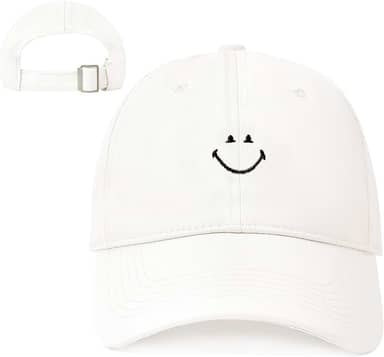 Bonés de beisebol femininos ajustáveis com rosto sorridente vintage bordado boné de beisebol para homens e mulheres