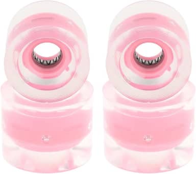 Pacote com 4 rodas de skate longboard para crianças, rodas flash de 60 mm 78A, material PU, para andar de rua, skate elétrico, mini cruiser, rolamento ABEC-9, substituição - rosa