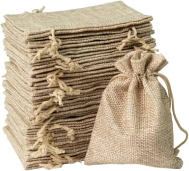 Saquinho de Juta Para Festa e Lembrancinha com 50 unidades (Bege Natural, 13 cm x 18 cm)