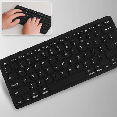 Teclado Sem fio Bluetooth e Receptor USB 2.4GHz ABNT2 Padrão Brasileiro Com tecla "Ç" Teclado para Tablet e Celular, Android e iOS para Notebook Cor Preto