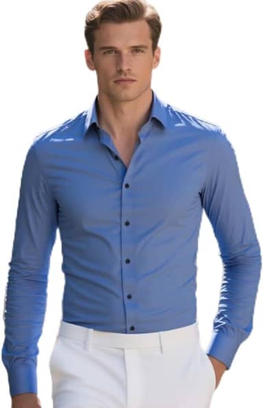 Camisa social masculina slim fit, sem rugas, manga comprida, abotoada, para escritório e uso casual