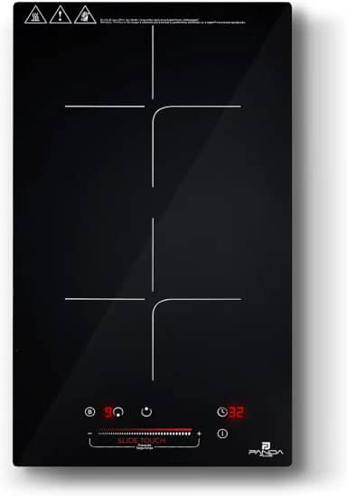 Cooktop Indução 2 Bocas PandaPlus 3500W Preto Turbo 220V Embutir Bancada Vitrocerâmico Touch Trava Segurança