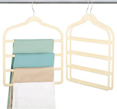 HOLTTER Kit 10 Cabides De Veludo Para Calças, Saia, Toalhas, Lenços - Calceiro Aveludado Multifuncional Resistente (Bege)