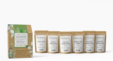 Kit nutri: psylium, maca peruana, farelo de aveia, frutas vermelhas desidratadas (cranberry e goji berry), mix de sementes (quinoa, chia, linhaça, gergelim, mostarda) - 100g cada + 45g Chá Desintox Chagran (rende 30 xícaras)