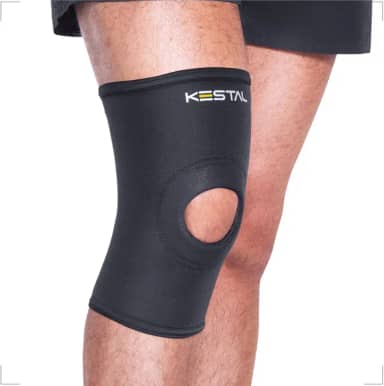 Kestal Joelheira com Orifício e Reforço Patelar de compressão ortopédica Preto, M