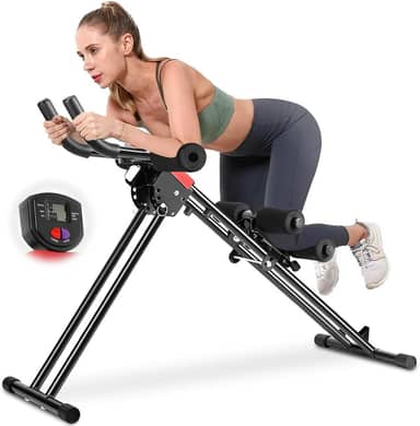 Aparelhos Academia Aparelho Abdominal Dobrável, 5 Ajustes de Altura, com Visor LCD, Aparelho Abdominal Máquina Vertical, Escada Dobrável Vertical para Exercícios Aeróbicos, Capacidade de 120 kg