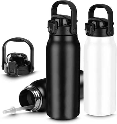 Garrafa De Água Portatil Inox Térmica Squeeze Com Camada Dupla Litrão Com Alça e Bico 1,5L Para Academia Esporte Quente Frio UTIMAIS+ (Branco G)