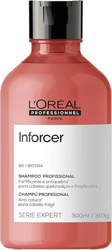 L'Oréal Professionnel Inforcer Shampoo Fortificante Antiqueda por Quebra, Crescimento Saudável Para Cabelos Frágeis e Quebradiços Com Biotina e Vitamina B6, 300ml