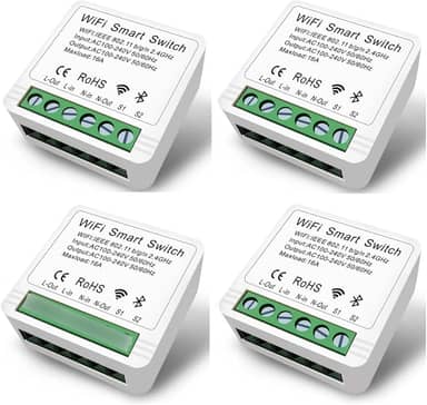 Kit 4 Mini Interruptor Inteligente Smart Switch 16A Wifi Automação Residencial Alexa Google Compativel com Smart Life e Tuya