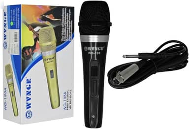 Microfone Wvngr Wg/198a Profissional Karaoke Preto 5m Metal Com Fio 5m para Igreja
