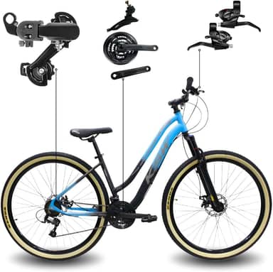 Bicicleta KSW Sunny Feminina em Aluminio Aro 29 Rebaixada Retro 21 Marcha Relação 3x7com Freio a Disco e Suspensão de 80mm (Rosa Neon, 15)