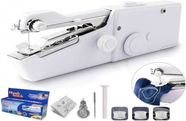 Mini Máquina De Costura Para Costurar Roupas Manual Portátil A Mão Doméstica A Pilha De Linha