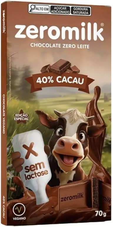Chocolate sem Lactose 40% Cacau 80g- Zeromilk