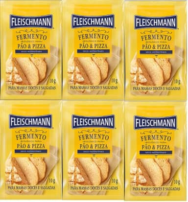 Kit 6 Fermento Biológico Pão e Pizza Seco Fleischmann 10g