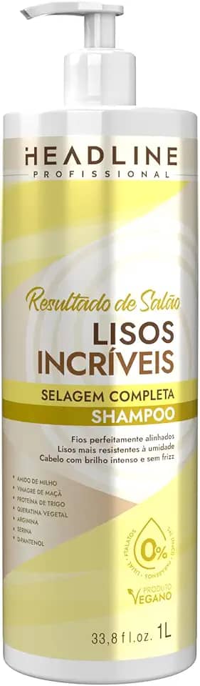 Shampoo Lisos Incríveis - Sela e Alinha os Fios - HEADLINE Resultado de Salão - 1L