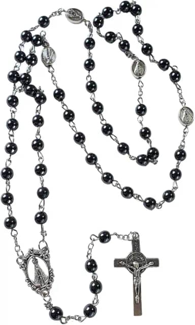 Terço Colar Nossa Senhora Aparecida Hematita 6mm