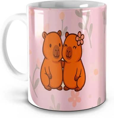 Caneca Capy-Amiga Capivaras Amigas com Frase Fofa | Presente Criativo para Melhor Amiga (Branco)