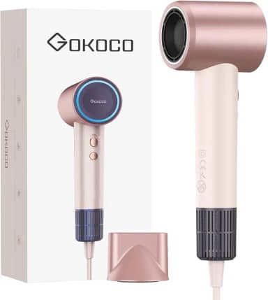GOKOCO Secador de Cabelo Profissional Veloz 127v GD033, 1.52 Bilhão de Íons Negativos, 4 Níveis de Calor, Controle de Temperatura Inteligente NTC, Compacto para Viagem, Rosa