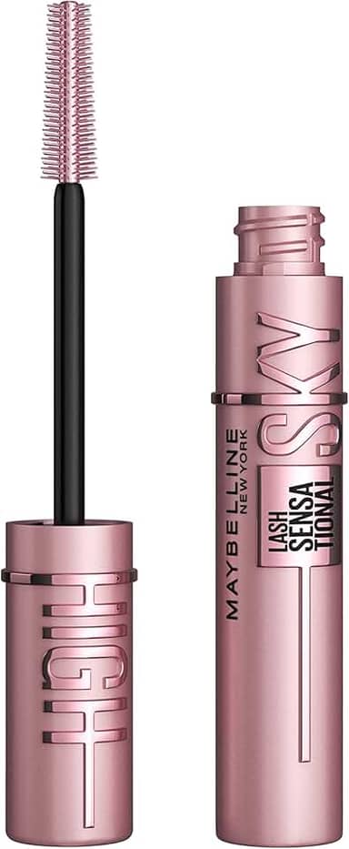 Maybelline NY Lash Sensational Sky High Máscara de Cílios Lavável, Escova Flexível, Alongamento Sem Limites com Extrato de Bambu e Fibras, Impacto de Todos os Ângulos, Preto 7,2ml