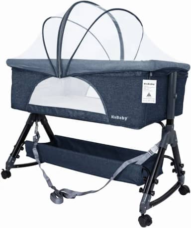 Berço Portátil Moises Co-bed Até 15kg C/Balanço Mosquiteiro e Cesto Luna Azul - KaBaby