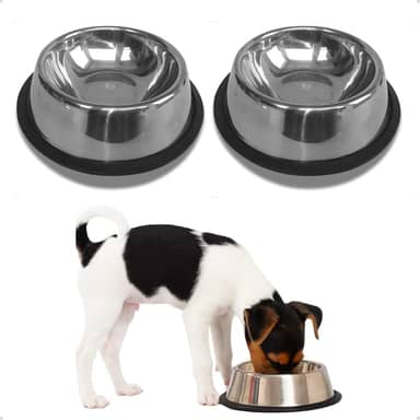 KIT 2 Comedouro de Inox 500ml para Cães e Gatos Raças Pequenas Pote Ração Água Bebedouro Antiderrapante
