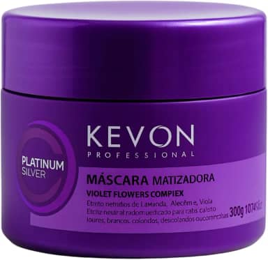 Máscara Matizadora Platinum Silver Kevon – Matização Intensa, Antiamarelado, Hidratação Profunda para Cabelos Loiros, Grisalhos e Descoloridos – 300g