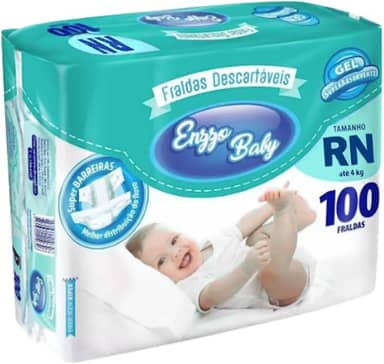 Fralda Descartável Infantil Bebê Pacote Hiper Enzzo Baby (RN: 100 fraldas)