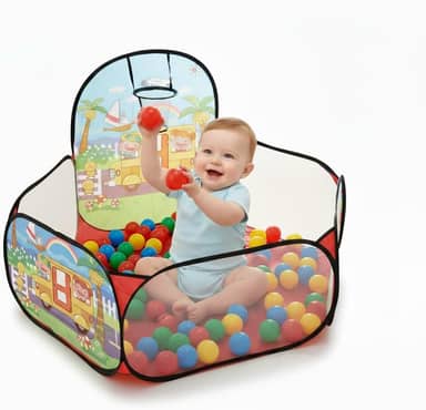 Mini Piscina de Bolinhas com Cesta de Basquete interativo Dobrável Infantil+BOLINHAS Criança Portátil Brinquedo Presente