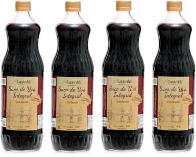Kit 4 Garrafas Suco Integral Uva Bordô 1 litro