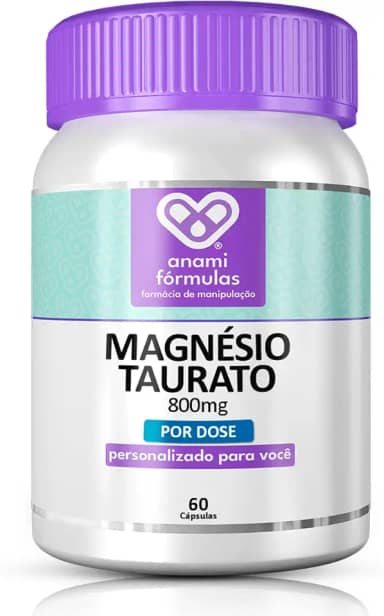 Magnésio Taurato 800mg Dose 100% Puro 60 Cápsulas