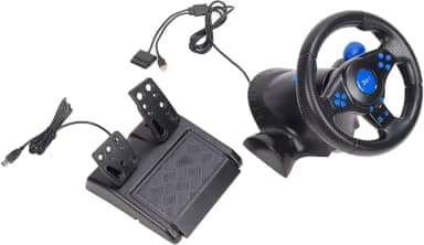 Volante para Jogos Com Rotação de 180 Graus Multifuncional 3 Em 1, Pedais para Volante de Corrida, PC