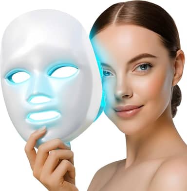 Máscara LED Facial 7 Cores, Fototerapia Profissional, Recarregável USB, Sem Fio, 90 LEDs, Temporizador Automático 10-15 min, Tratamento Anti-idade, Acne e Rejuvenescimento