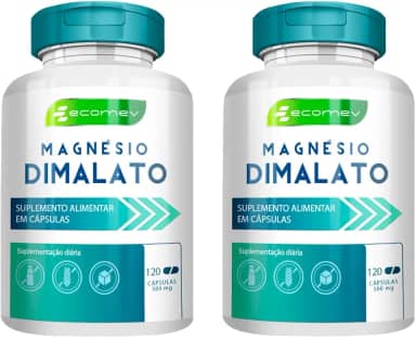 2Un Magnesio Dimalato 500mg 240Cáps Puro 100% Absorção Importado Ecomev - 2Meses