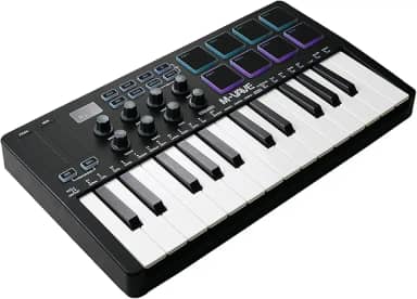 M-VAVE VEDO Teclado MIDI SMK-25 Profissional 25 Teclas com Pads RGB, Conexão USB/BT, Compatível com Windows/Mac/iOS/Android, Ideal para Produção Musical, Home Studio e Performances Ao Vivo Controle