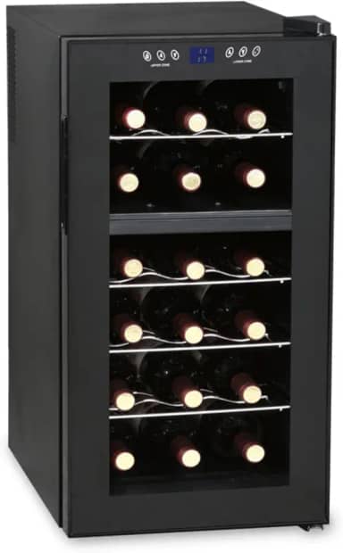 Adega de Vinhos Digital, 18 Garrafas, 2 Zonas de Temperatura, Display LED, Preta