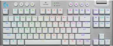 Teclado Mecânico Gamer Sem Fio Logitech G915 X LIGHTSPEED com Design TKL,RGB LIGHTSYNC, USB ou Bluetooth, Teclas Programáveis, Switch de Perfil Baixo GL Tactile e Bateria Recarregável - Branco