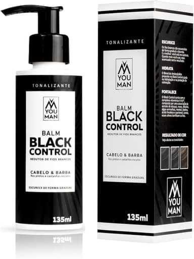 Balm Tonalizante Black Control Escurecedor Gradual Reduz Fios Brancos Cabelo e Barba 135ml You Man