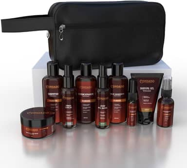 Kit Barba Completo Necessaire Shampoo Condicionador Balm Óleo Hidratante Tônico Crescimento Masculino (Floresta + Necessaire Preto)