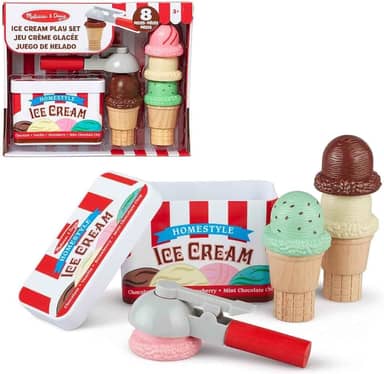SUNNY, Melissa & Doug, Comidinha Brinquedo Madeira Fábrica Sorvete, Acima de 3 anos