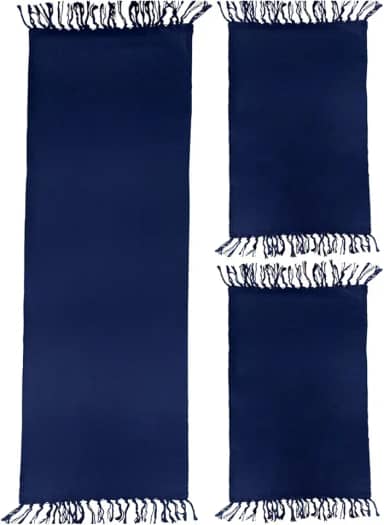 Jogo de Tapetes para Cozinha 3 Peças Decolab Básico | Kit com 1 Passadeira e 2 Tapetes para Cozinha | Design Liso em Algodão Premium | Tapetes Laváveis e Duráveis (Azul-marinho, 3 Peças)