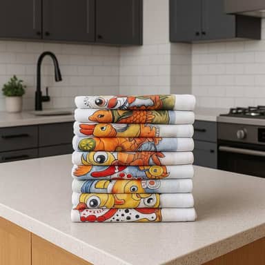 Kit 10 Panos Prato Algodão 45x75cm Econômico Durável Estampado Multiuso Limpeza Cozinha