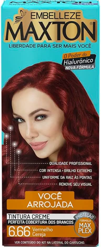 Tinta de Cabelo Maxton Vermelho Cereja 6.66 Arrojada