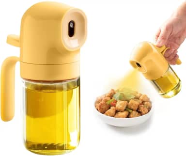 Pulverizador de óleo de 180 ml para cozinhar, dispensador de óleo 2 em 1 para cozinha, dispensador de azeite de oliva para utensílios de cozinha, fritadeira a ar, salada, churrasco (amarelo)
