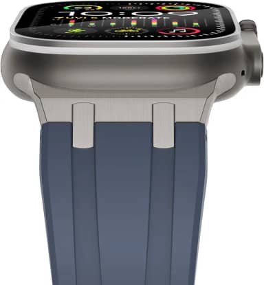 KADES Pulseira Esportiva para Apple Watch Ultra 2/Ultra 49mm, Séries 10/9/8/SE2/7/6/SE/5/4/3/2/1 46mm/45mm/44mm/42mm, TPU Resistente, Titânio/Azul, 27mm
