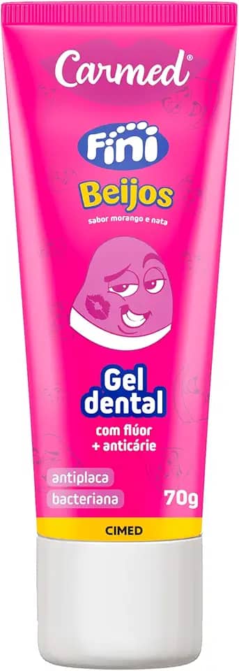 Carmed Fini Beijos Gel Dental com Flúor Sabor Morango e Nata 70g