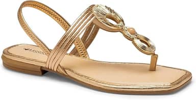 Sandália Rasteira Feminina Mississipi Tiras Douradas Aplique Brilho MF012