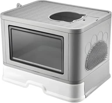 Caixa De Areia Fechada Banheiro Gato Grande Anti Odor Com Pá